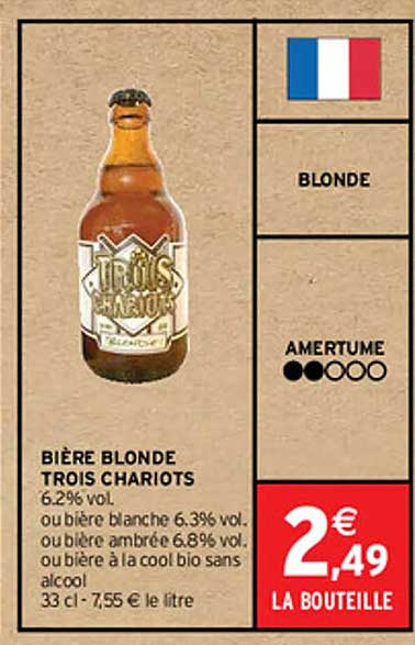 bière blonde trois chariots 6,2% vol