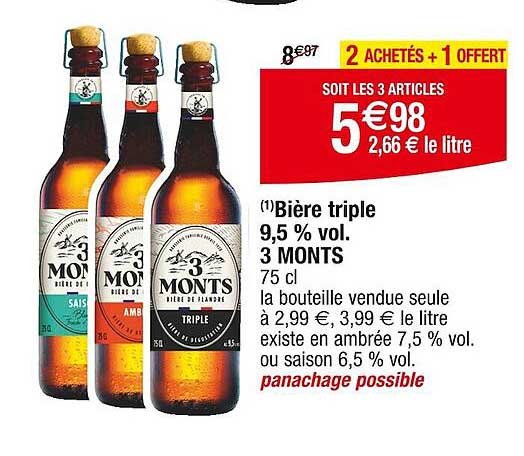 bière triple 9,5% vol. 3 monts