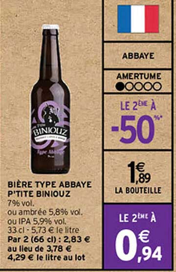 bière type abbaye p'tite biniouz 7% vol