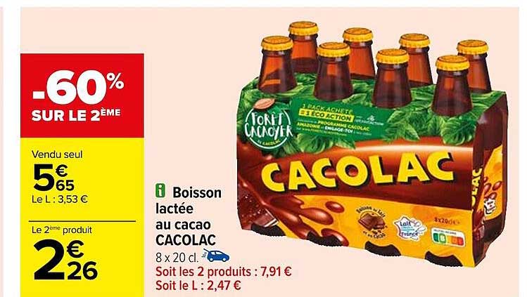 boisson lactée au cacao cacolac