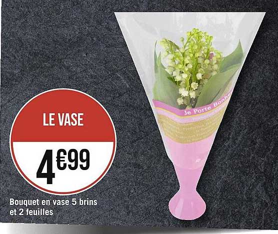 bouquet en vase 5 brins et 2 feuilles
