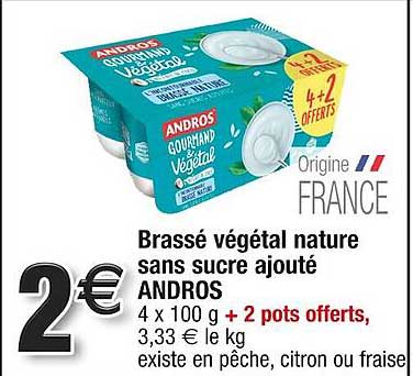 brassé végétal nature sans sucre ajouté andros