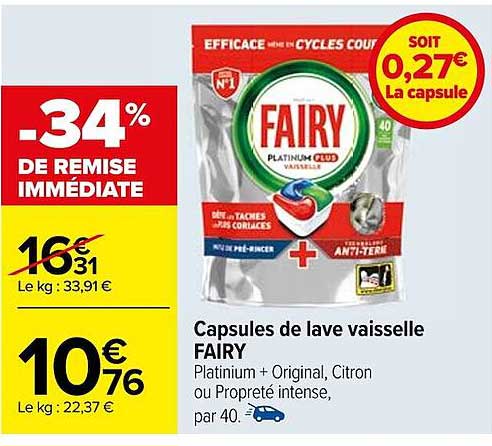 capsules de lave vaisselle fairy