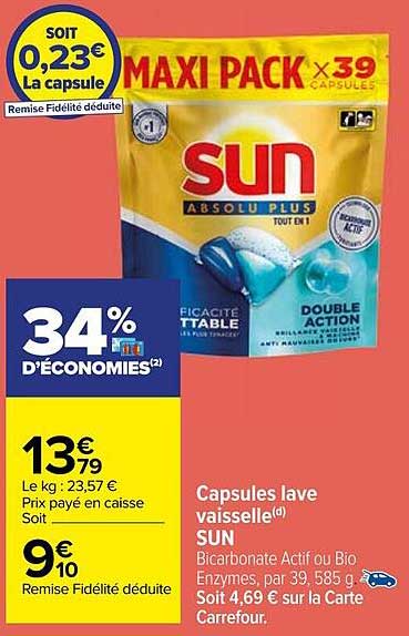 capsules lave vaisselle sun