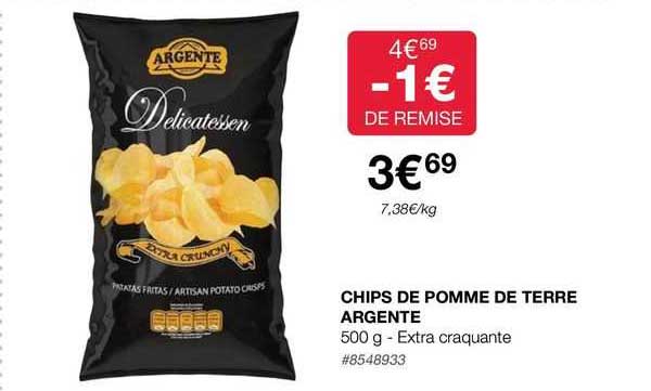 chips de pomme de terre argente