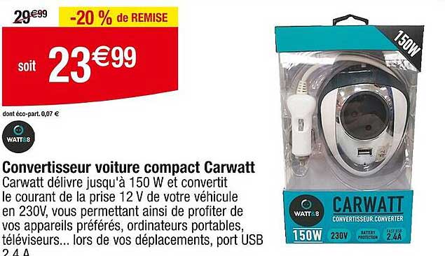 convertisseur voiture compact carwatt watt&8