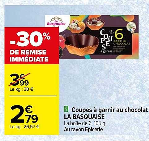 coupes à garnir au chocolat la basquaise