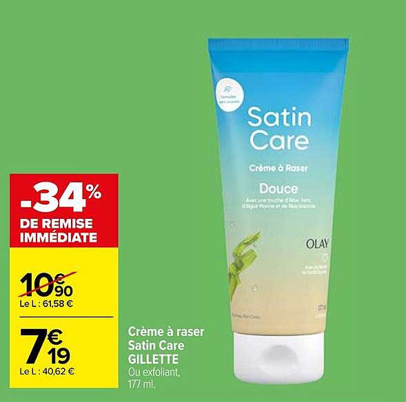 crème à raser satin care gillette