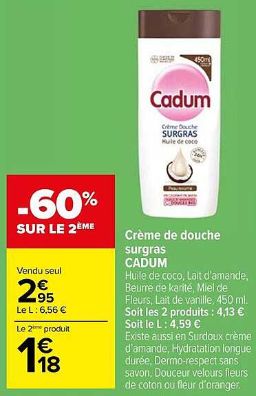 crème de douche surgras cadum