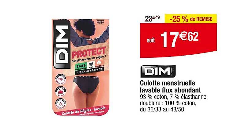 culotte menstruelle lavable flux abondant dim