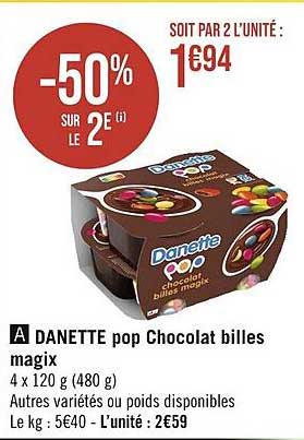 danette pop chocolat billes magix