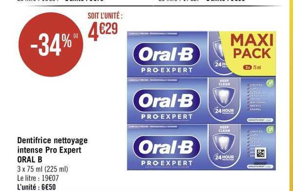 Dentifrice Nettoyage Intense Pro Expert Oral B