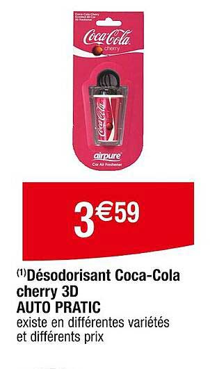 désodorisant coca-cola cherry 3d auto pratic
