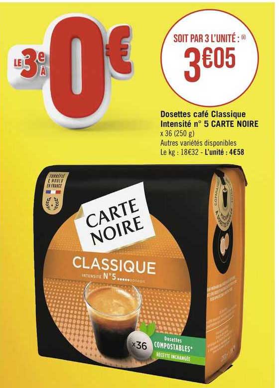 dosette café classique intensité n° 5 carte noire