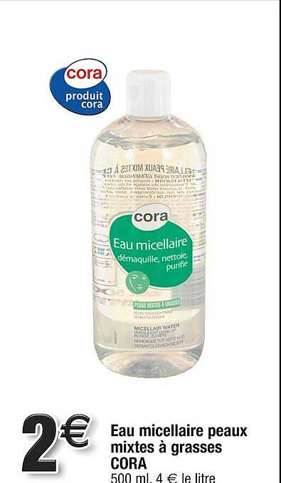 eau micellaire peaux mixtes à grasses cora