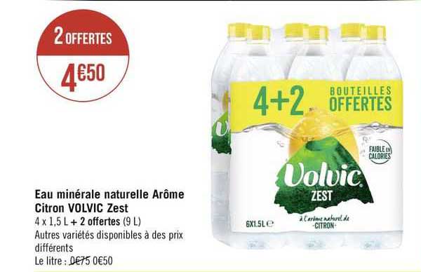 eau minérale naturelle arôme citron volvic zest