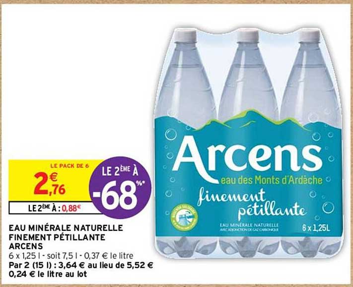eau minérale naturelle finement pétillante arcens