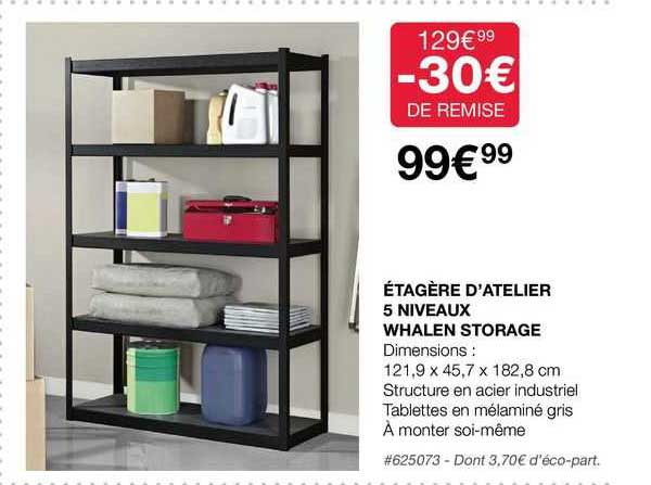 étagère d'atelier 5 niveaux whalen storage