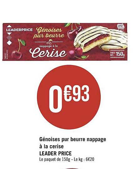 génoises pur beurre nappage à la cerise leader price