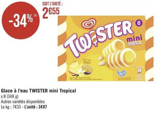 glace à l'eau twister mini tropical