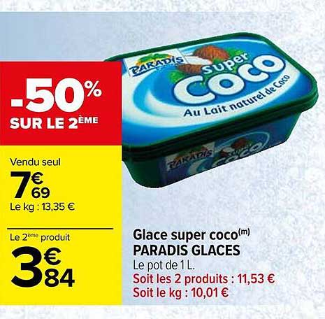 Glace Super Coco Paradis Glaces