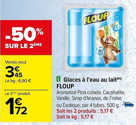 glaces à l'eau au lait floup