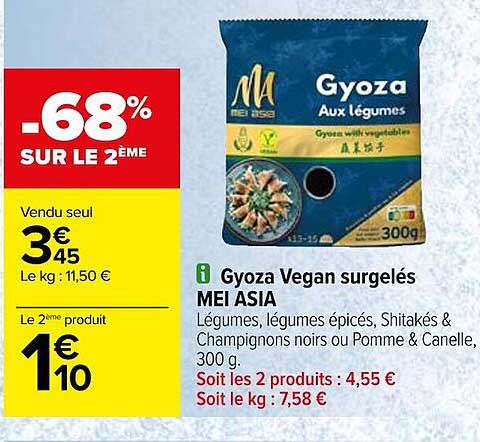 gyoza vegan surgelés mei asia