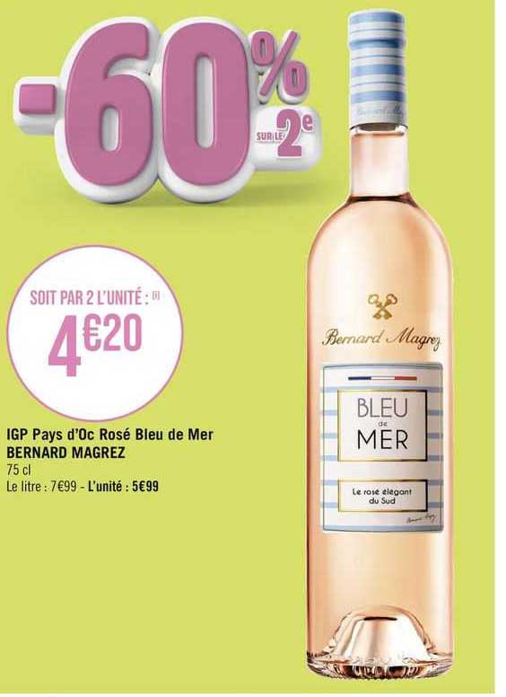 igp pays d'oc rosé bleu de mer bernard magrez
