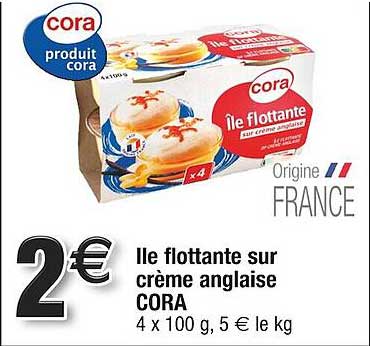 île flottante sur crème anglaise cora