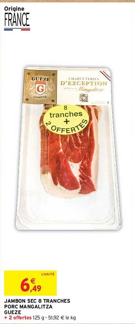 jambon sec 8 tranches porc mangalitza gueze