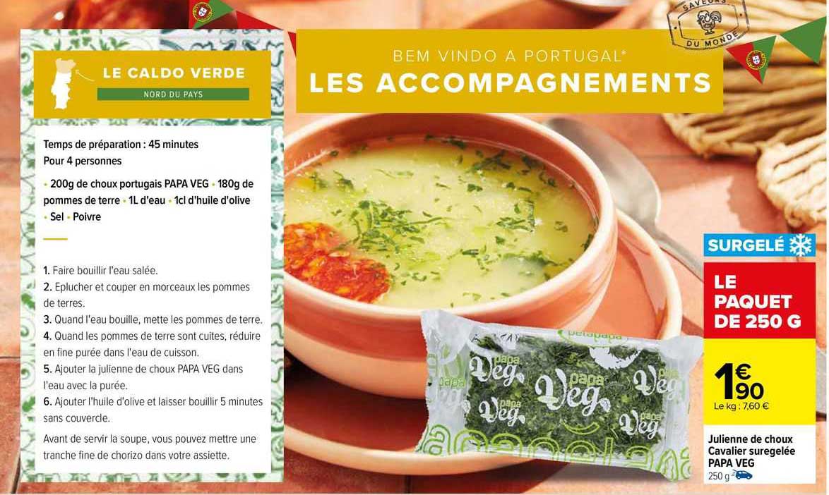 julienne de choux cavalier surgelée papa veg