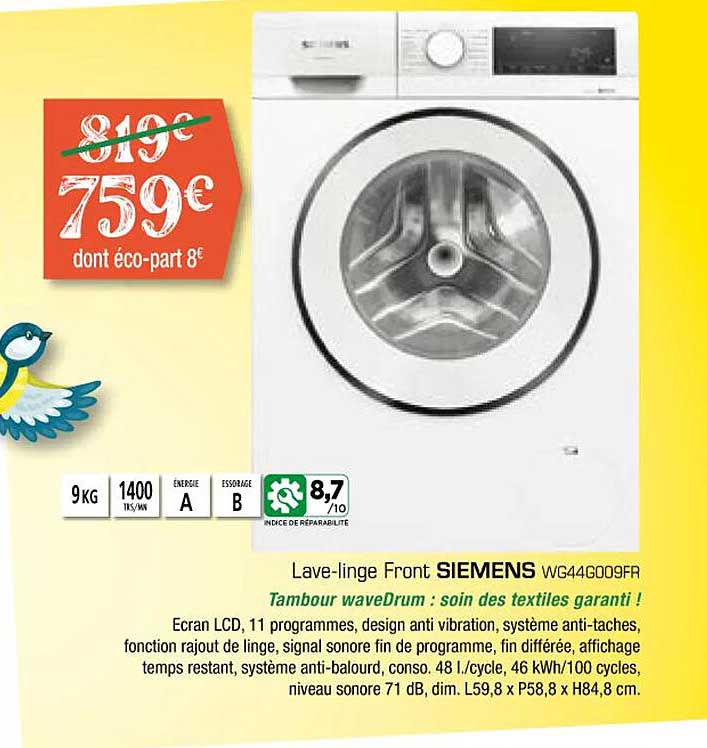 lave-linge front siemens wg44g009fr