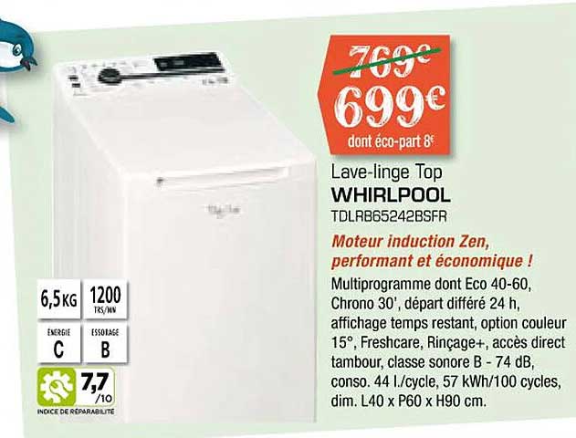 lave-linge top whirlpool