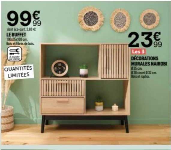 le buffet, les 3 décorations murales nairobi