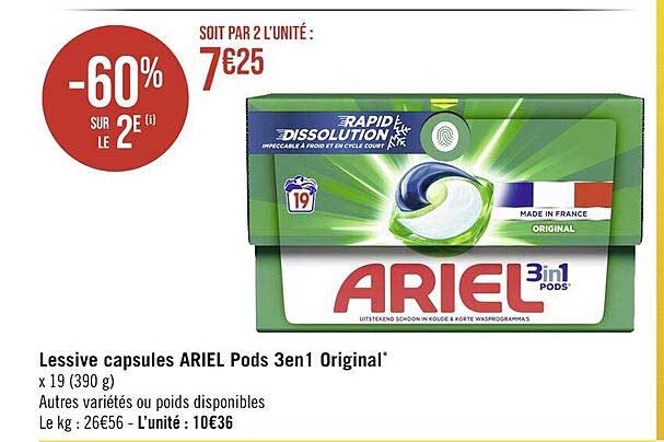 Lessive Capsules Ariel Pods 3 En 1 Original