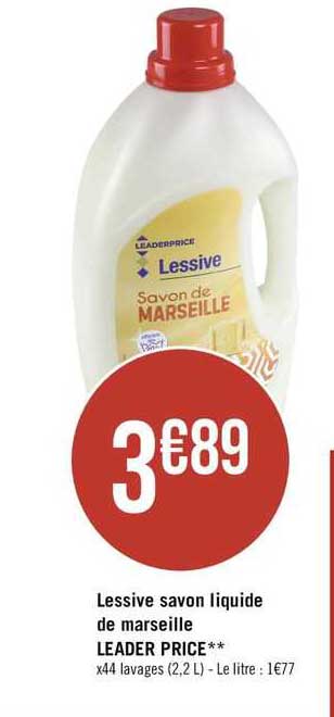 lessive savon liquide de marseille leader price