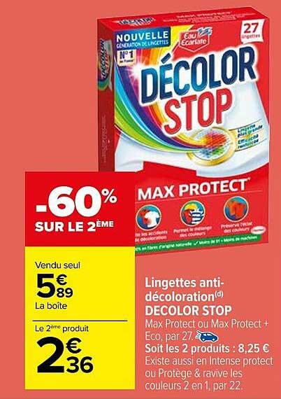 lingettes anti-décoloration décolor stop