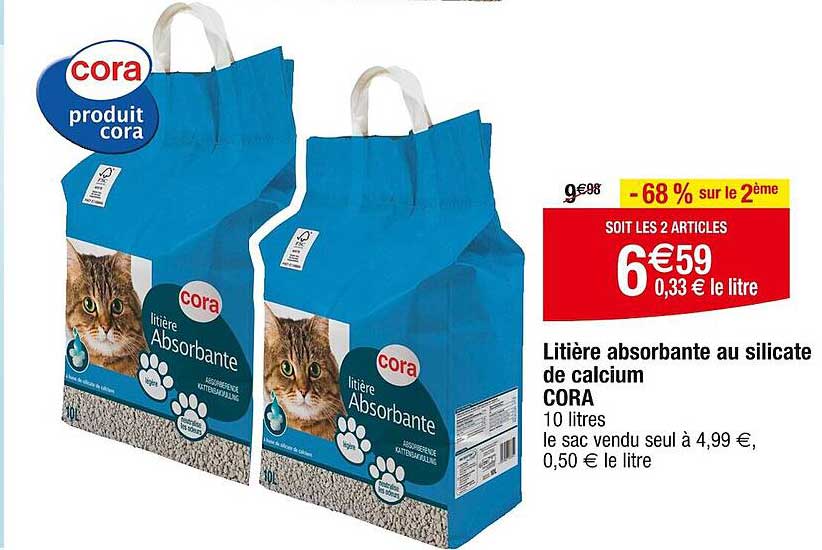 litière absorbante au silicate de calcium cora