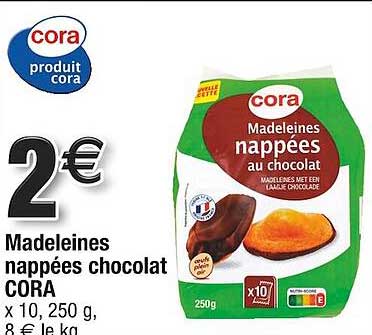 madeleines nappées chocolat cora