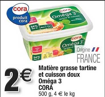 matière grasse tartine et cuisson doux oméga 3 cora