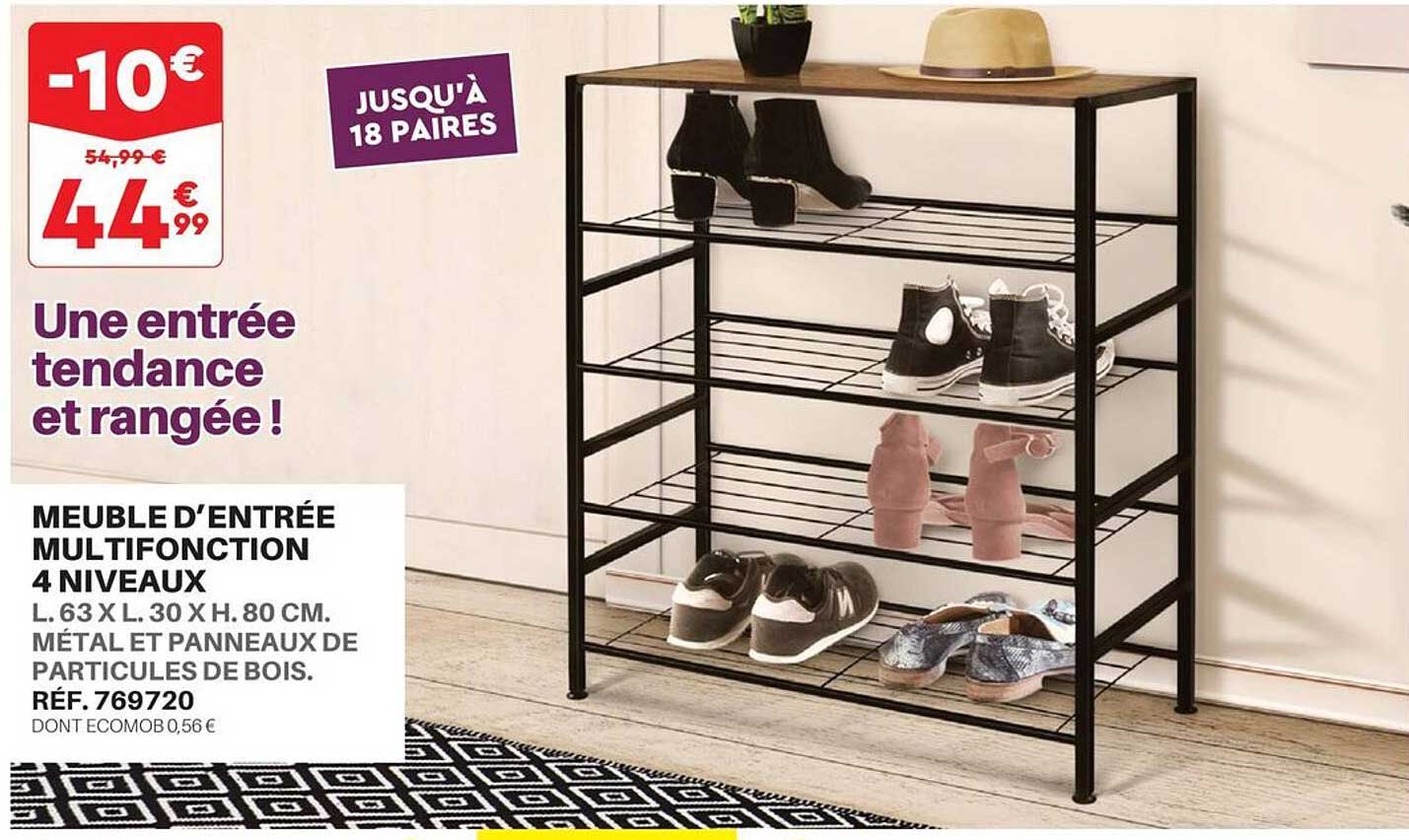 meuble d'entrée multifonction 4 niveaux