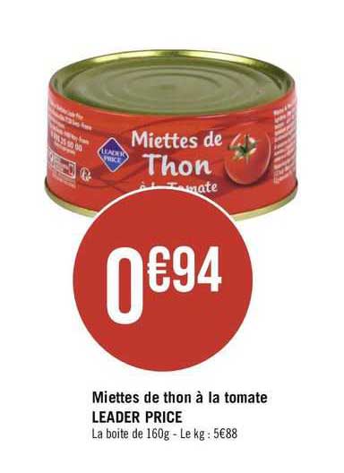 miettes de thon à la tomate leader price