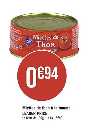 miettes de thon à la tomate leader price