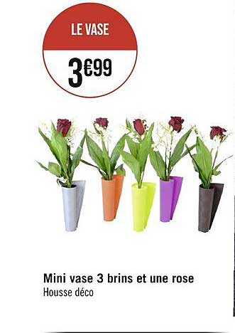 mini vase 3 brins et une rose