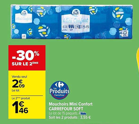 Mouchoirs Mini Confort Carrefour Soft