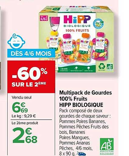 Multipack De Gourdees 100% Fruits Hipp Biologique