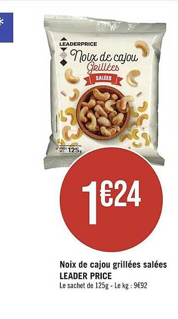 noix de cajou grillées salées leader price