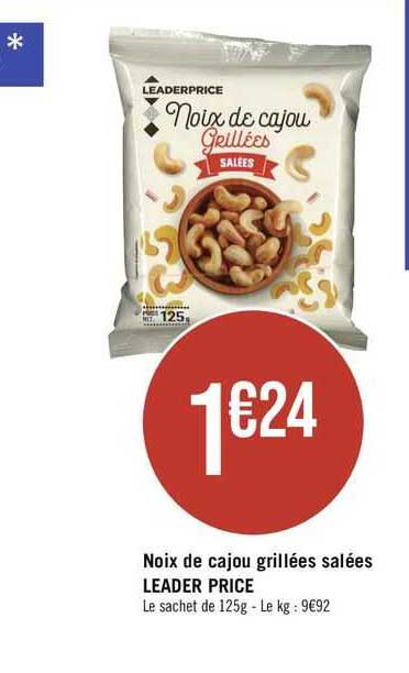 noix de cajou grillées salées leader price