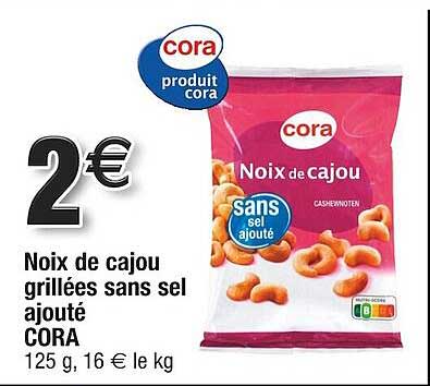 Noix De Cajou Grillées Sans Sel Ajouté Cora