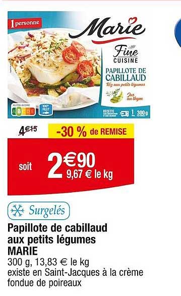 Papillotte De Cabillaud Aux Petits Légumes Marie